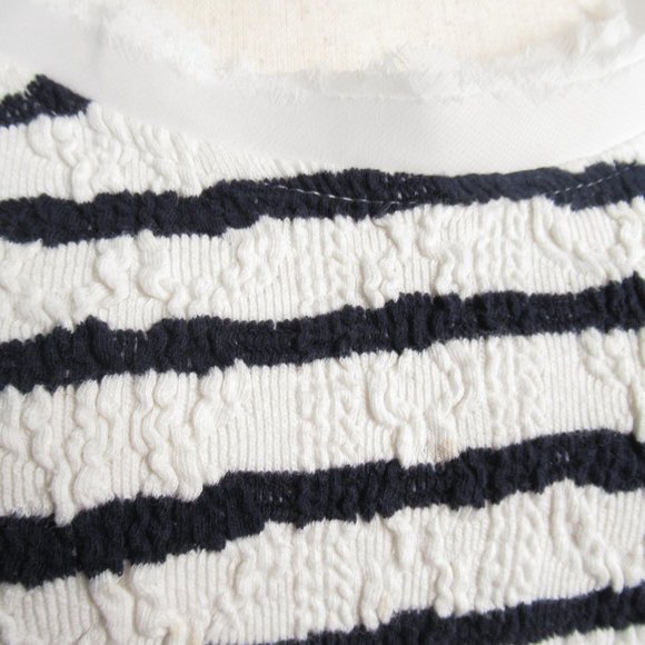 Anthropologie Postmark Striped Textured Sweater Top Black White Striped Medium - Picture 10 of 11